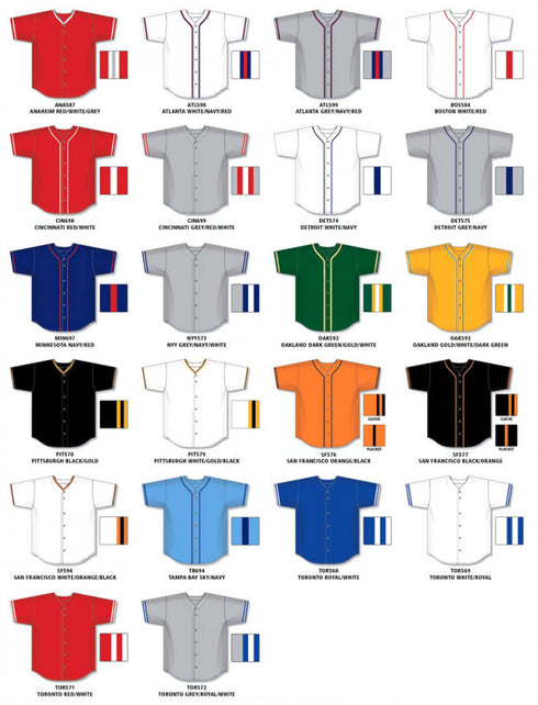 Athletic Knit Full Button Baseball Jersey with Braided Trim (BA5500)
